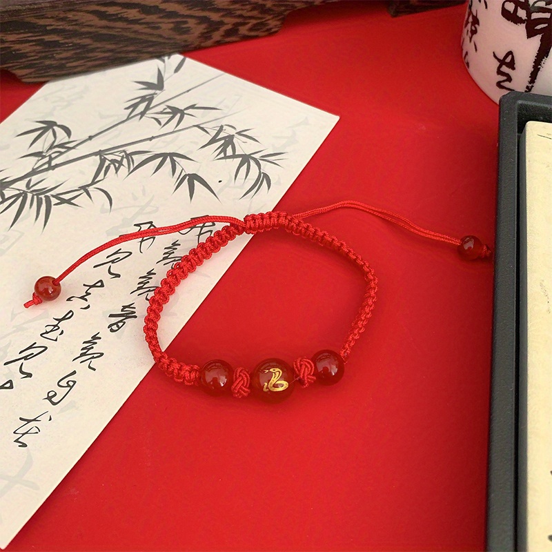 Snake Year Lucky Red Rope Bracelet Zodiac Snake Adjustable